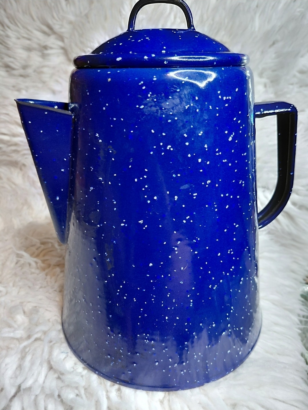Blue Speckled Enamel Coffee Pot - Brand